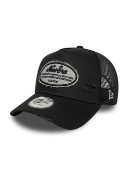 New Era - Men OVAL DISTRESS PATCH TRUCKER NEWERA BLK Black Cap