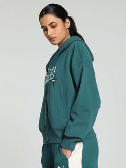 Puma - Downtown Oversized Womens Green Bomber Jacket