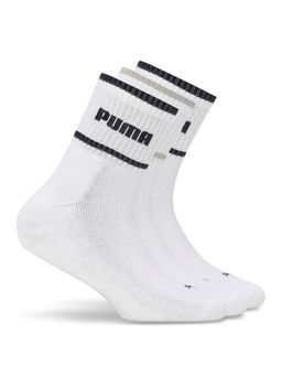 Puma - Unisex White Solid Socks (Pack of 3)