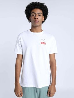 Puma - WARDROBE ESS Typography Print Men White T-Shirt
