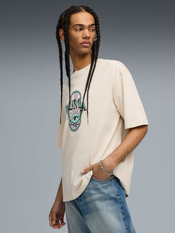 Puma - Graphic Printed Men White Boxy Cotton T-Shirt