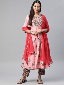 Readiprint - Rayon Fabric Pink Anarkali (Set of 3)