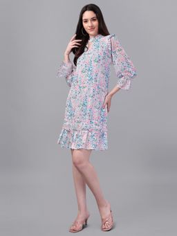 Masakali.Co - Multi-Colored Floral Georgette A-Line Dress