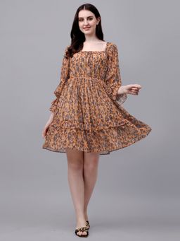 Masakali.Co - Brown Animal Georgette Dress