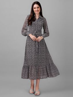 Masakali.Co - Floral Printed Fit and Flare Midi Dress
