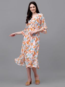Masakali.Co - Printed Fit & Flare Western Midi Dress