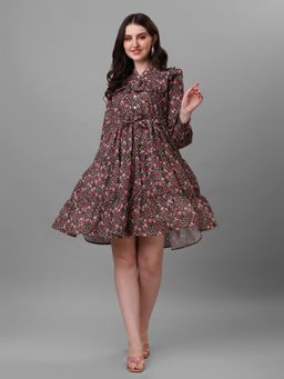Masakali.Co - Women Floral Printed Crepe Empire Dress