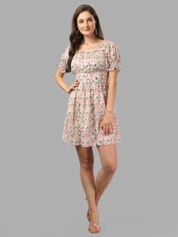 Masakali.Co - Women Pink Floral Crepe Dress