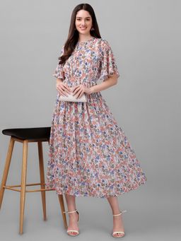 Masakali.Co - Printed Fit and Flare Midi Dress