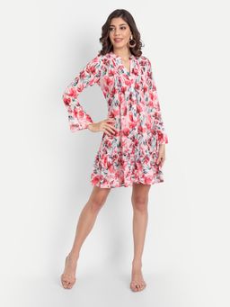 Masakali.Co - Red Floral Georgette A-Line Dress