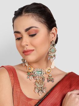 Auraa Trends - Gold Plated Kundan-Studded Beaded Jewellery Set