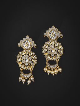 Carlton London - Gold-Toned and Grey Contemporary Chandbalis Earrings