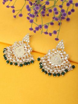 Carlton London - Green and Gold-Toned Contemporary Jhumkas Earrings