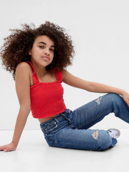 GAP - Girls Shirred Square Neck Crop Top