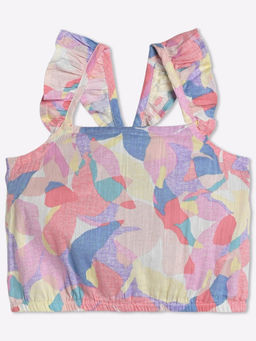 GAP - Girls Abstract Print Ruffle Square Neck Crop Top