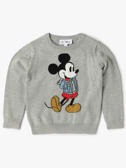 GAP - Boys Mickey Mouse Print Crew Neck Pullover Sweater