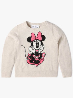 GAP - Girls Crew Neck Minnie Mouse Print Pullover Sweater