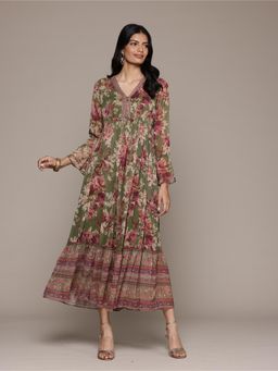 Aarke Ritu Kumar - Women Green Amie Floral Printed Maxi Dress