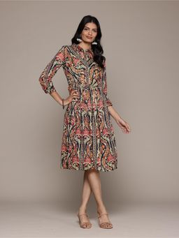 Aarke Ritu Kumar - Women Black Nur Floral Printed Midi Dress