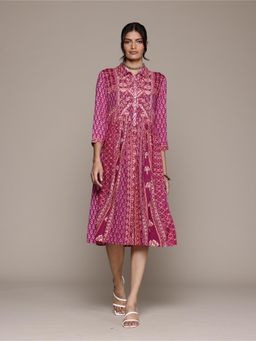 Aarke Ritu Kumar - Women Purple Mosaica Printed Midi Dress