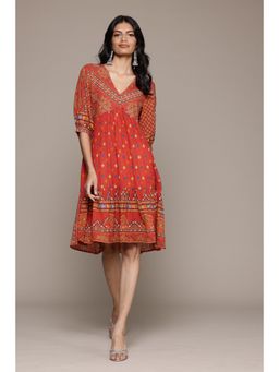 Aarke Ritu Kumar - Women Rust Mirana Printed Knee Length Dress