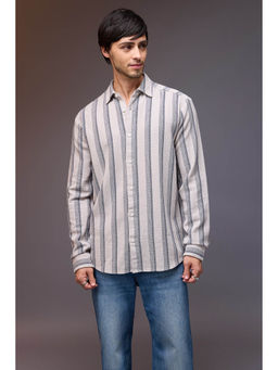 FREAKINS - Knit Full Sleeves Shirt Blue Stripes