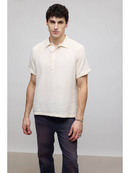 FREAKINS - Textured Ecru Mens Polo T-Shirt
