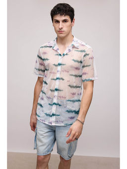 FREAKINS - White Shaded Mesh Shirt