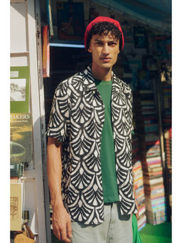 FREAKINS - Black Abstract Print Mens Viscose Shirt