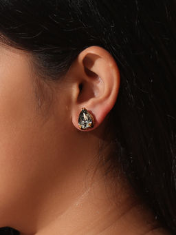 Pipa Bella by Nykaa Fashion - Smoky Crystal Drop Earrings with Brass material 18k Gold Plated Base