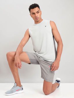 Technosport - Men Grey Solid Slim Fit Round Neck Sports Tank Top with Techno Cool+