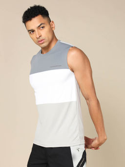 Technosport - Men Multi-Color Colorblock Slim Fit Round Neck Sports Tank Top with Techno cool+