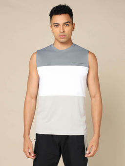 Technosport - Men Multi-Color Colorblock Slim Fit Round Neck Sports Tank Top with Techno cool+