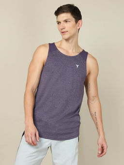 Technosport - Men Purple Colorblock Slim Fit Round Neck Sports Tank Top with Techno cool+