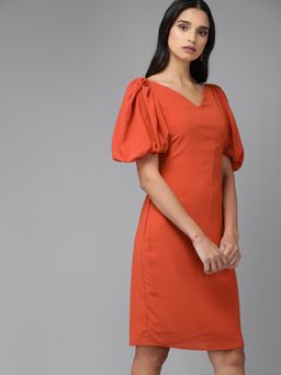 MISH - Rust Solid Bodycon Short Dress