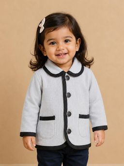 Mi Arcus - Girls Grey Cotton Solid Coat