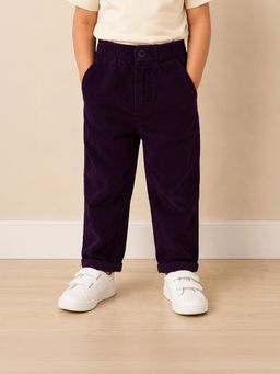 Mi Arcus - Boys Purple Solid Corduroy Trouser