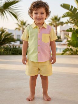 AJ Dezines - Boys Multi-Color Stripes Co-Ord Set