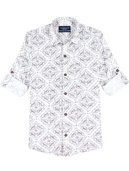 CHARCHIT - Boys Purple-White Cotton Printed Shirt
