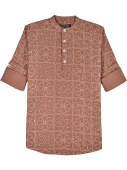 CHARCHIT - Boys Rust Cotton Geometric Printed Shirt