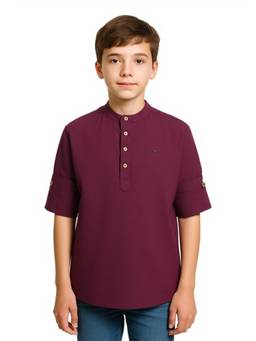 CHARCHIT - Boys Wine Solid Shirt