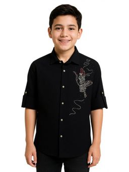 CHARCHIT - Boys Black Embellished Shirt