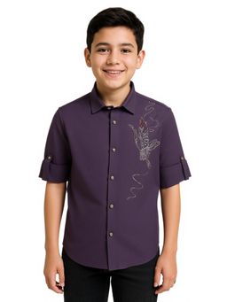 CHARCHIT - Boys Purple Embellished Shirt