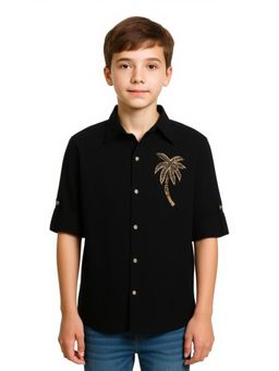 CHARCHIT - Boys Black Embellished Shirt