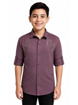 CHARCHIT - Boys Mauve Embellished Shirt