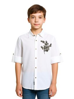 CHARCHIT - Boys White Cotton Embellished Shirt