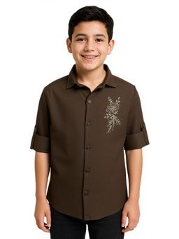 CHARCHIT - Boys Brown Embellished Beads Work Shirt