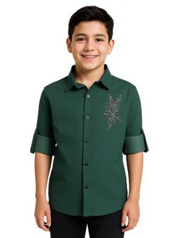 CHARCHIT - Boys Green Embellished Beads Work Shirt