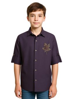 CHARCHIT - Boys Purple Embellished Design Shirt