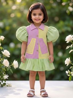 AJ Dezines - Girls Multi-Color Stripes Cotton Dress